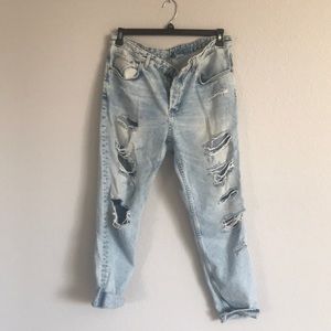 H&M acid washed boyfriend jeans
